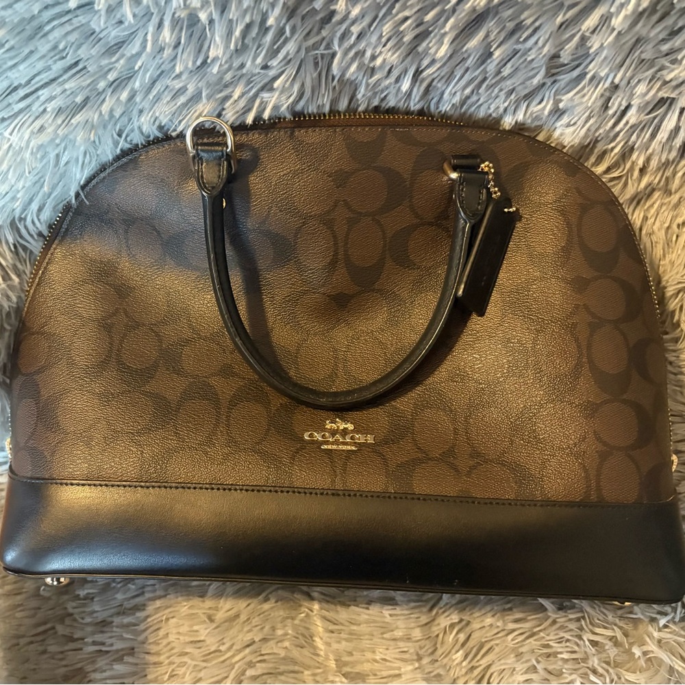 Coach Satchel Bag with Adjustable Strap and Smooth Finish